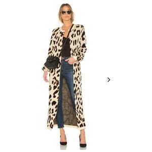 Lovers + Friends Speak Up Duster Metallic Leapard Floor Length Small